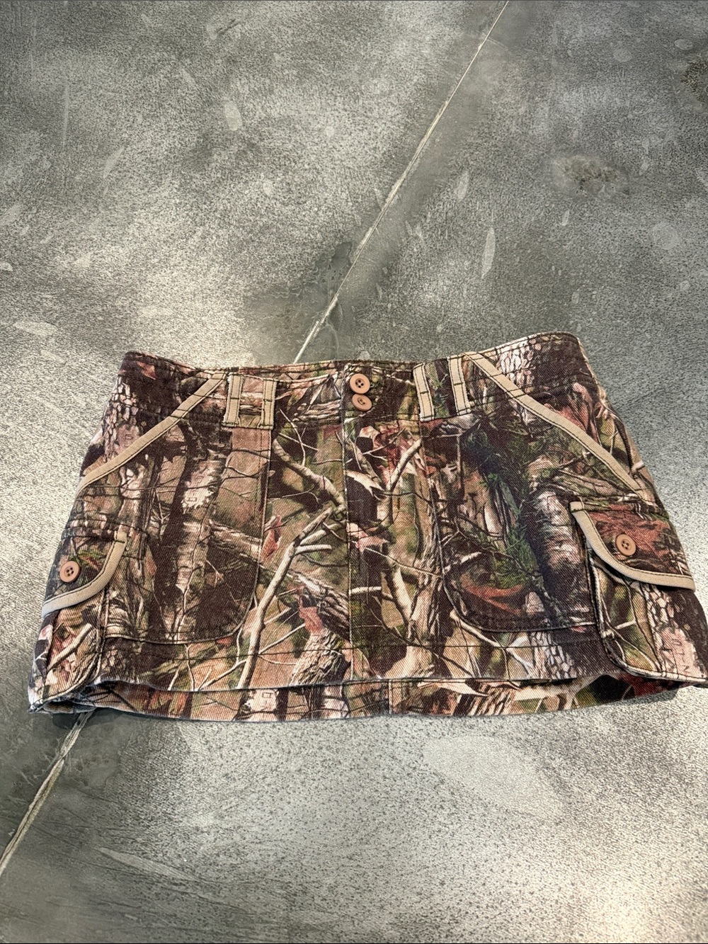 Camo Print Mini Skirt - Brown & Green